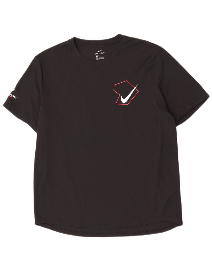 T-shirt grafica Nike Dri Fit da uomo, grande, in poliestere nero