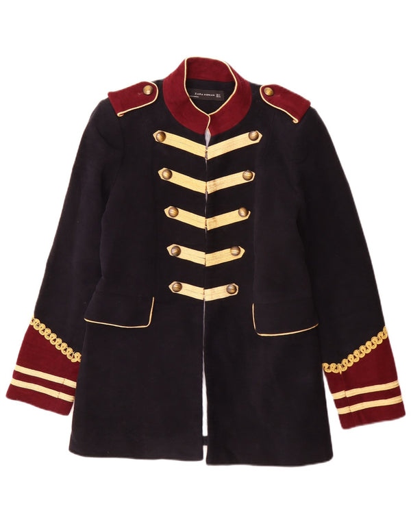 Giacca blazer militare da donna Zara UK 14 blocco colore blu navy medio