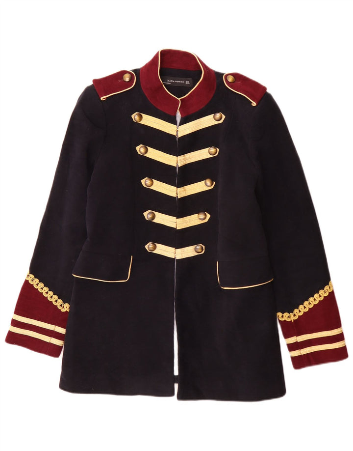 Giacca blazer militare da donna Zara UK 14 blocco colore blu navy medio