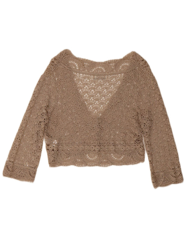 Top cardigan all'uncinetto corto da donna Wallis UK 12 Viscosa floreale beige medio