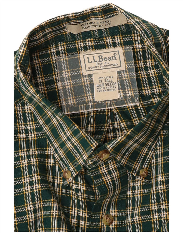 L.L.BEAN Camicia da uomo alta in flanella dal taglio tradizionale XL in cotone a quadri verde