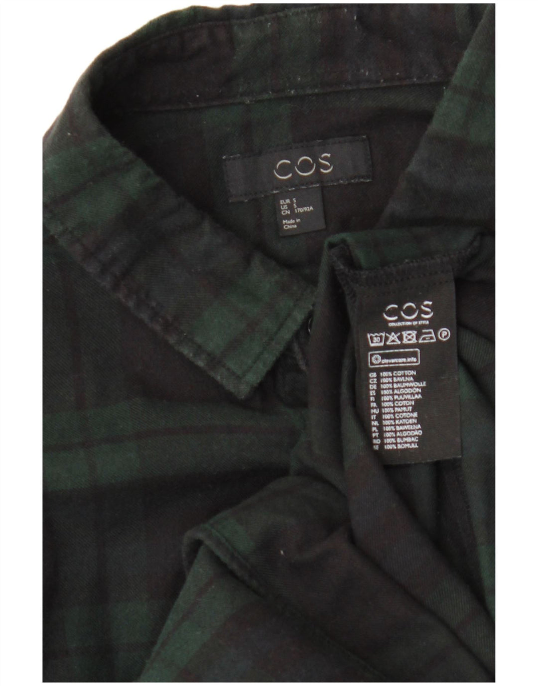 Cos Camicia in flanella da uomo in cotone scozzese piccolo verde
