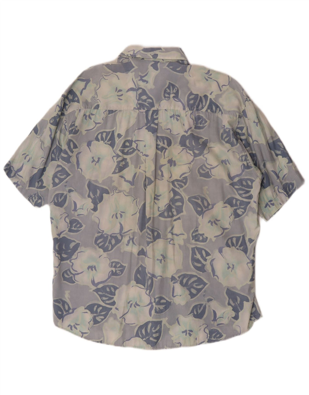 Camicia vintage da uomo a maniche corte grande floreale blu