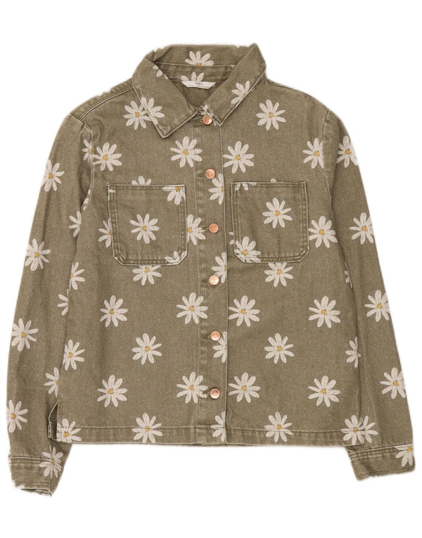 Giacca di jeans per ragazze Marks & Spencer 14-15 anni in cotone floreale kaki