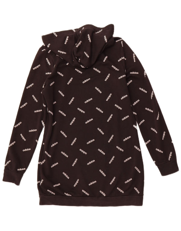 Maglione con cappuccio grafico da donna ADIDAS UK 12/14 cotone nero medio