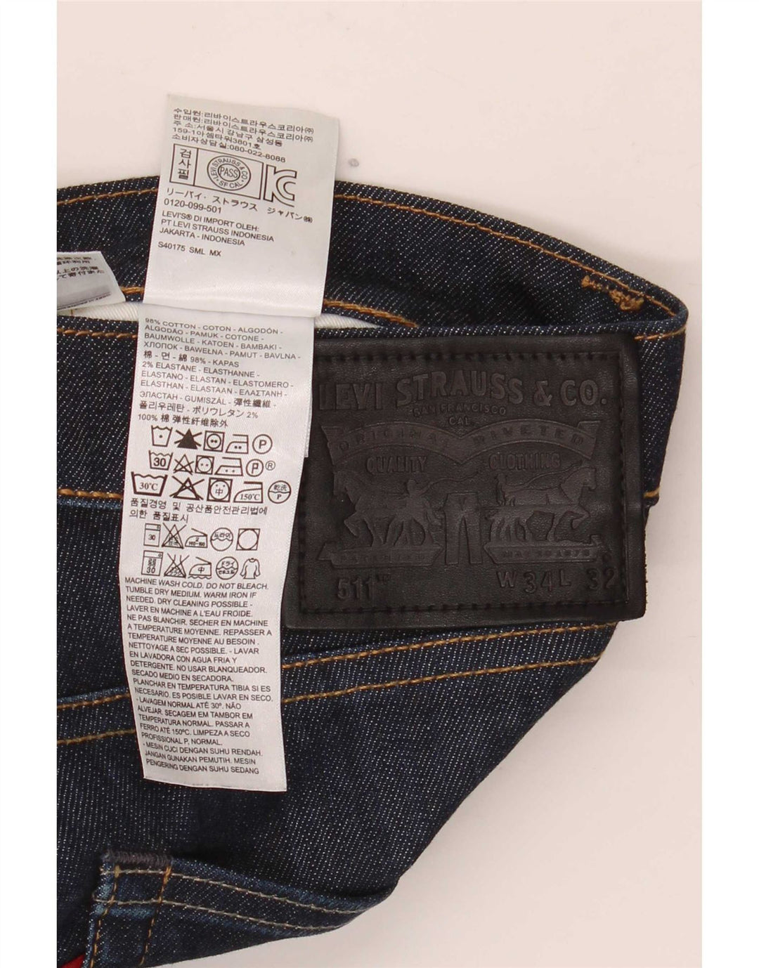 Jeans Levi's Uomo 511 Slim W34 L32 Cotone Blu Navy