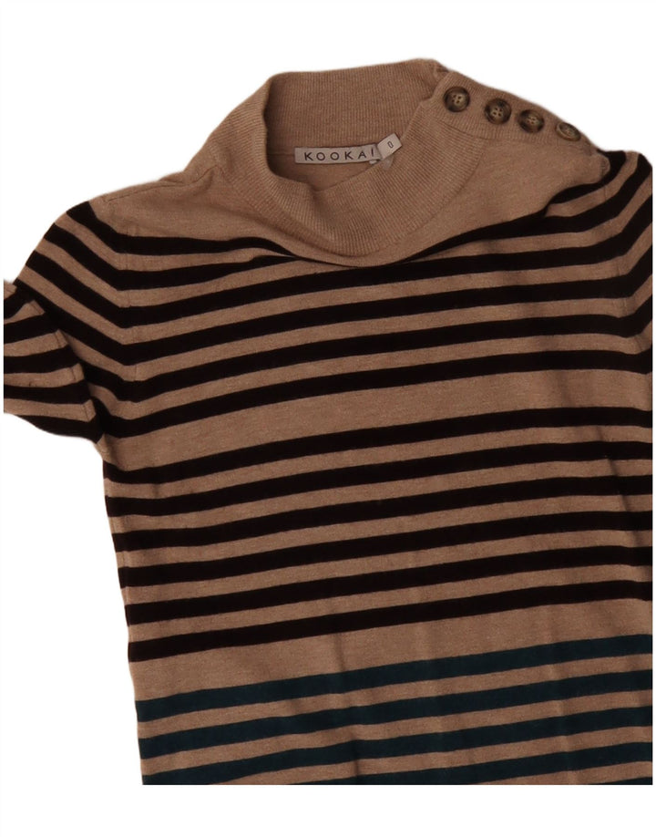 Abito maglione a maniche lunghe da donna KOOKAI US 0 XS a righe beige