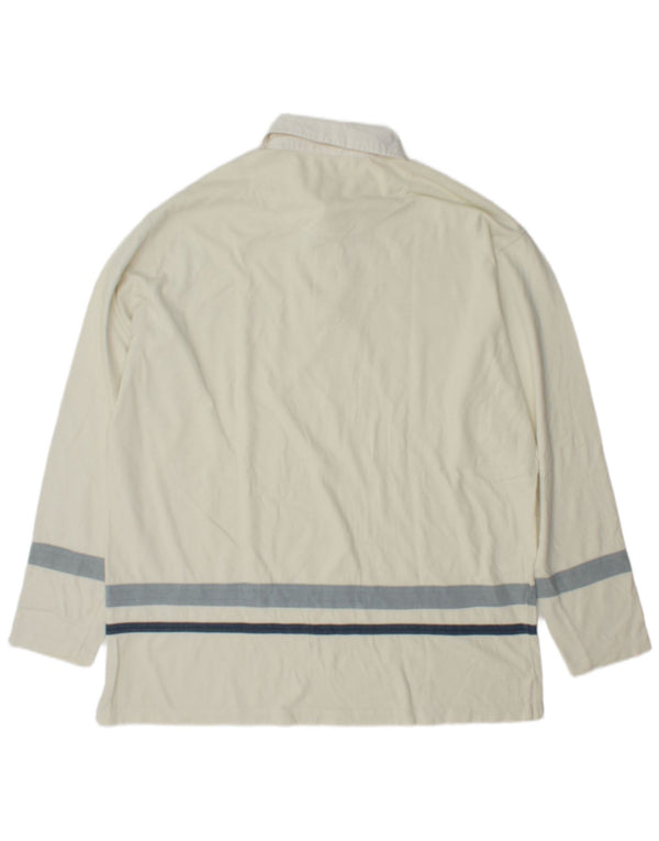 Polo da rugby da uomo a maniche lunghe Murphy & Nye 2XL in cotone a righe bianco sporco
