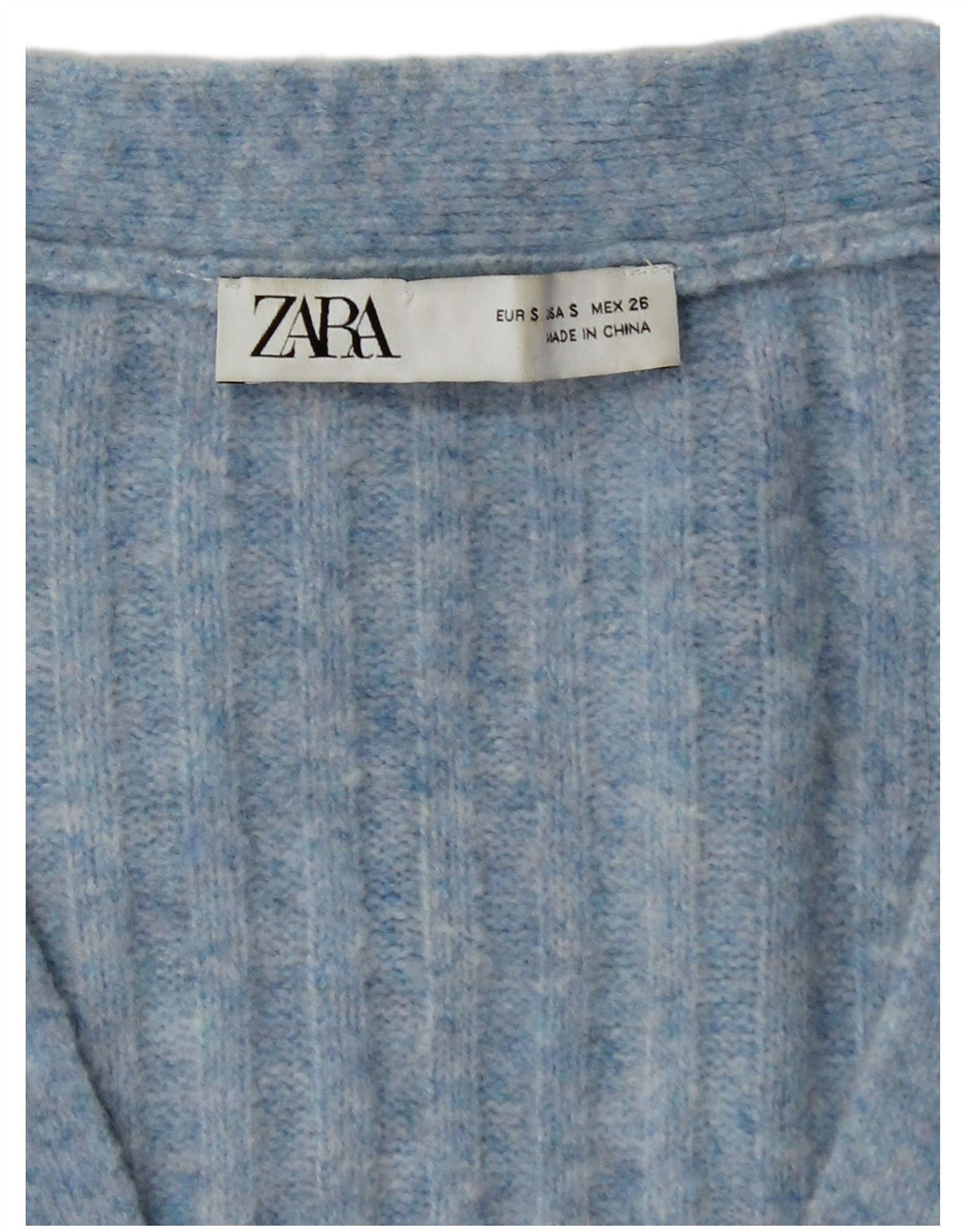 ZARA Womens Oversized Crop Cardigan Sweater UK 10 Small Blue Flecked