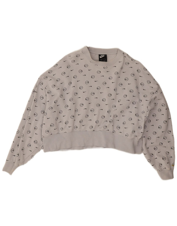 Felpa con grafica corta oversize da donna Nike UK 10 piccola grigia