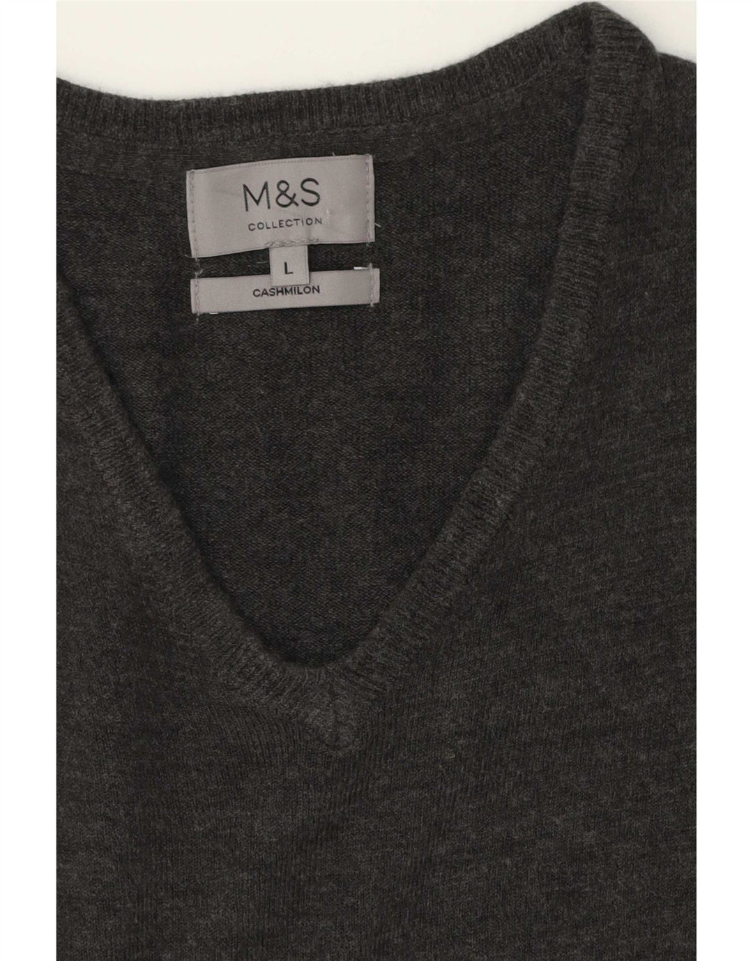 Maglione da uomo Marks & Spencer con scollo a V grande cashmere grigio