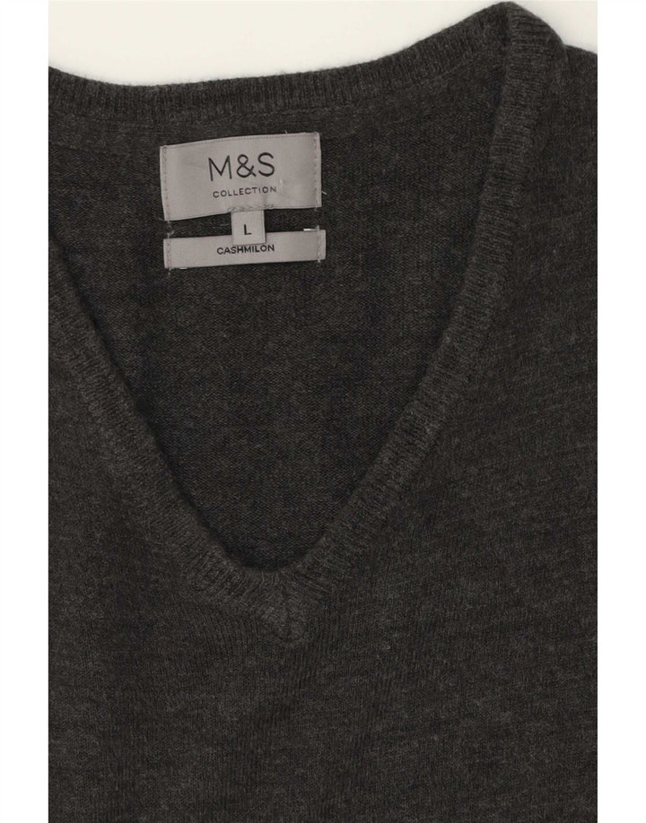 Maglione da uomo Marks & Spencer con scollo a V grande cashmere grigio