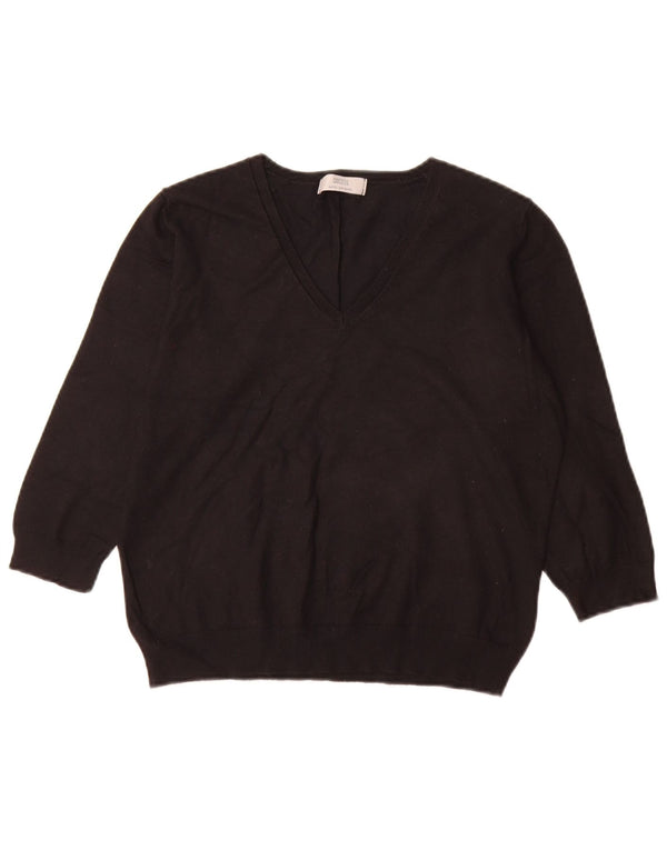 Maglione da donna Marks & Spencer con maniche a 3/4 e scollo a V UK 18 XL Nero