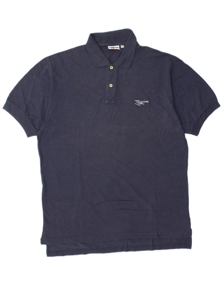 Polo Reebok da uomo grande in cotone blu navy