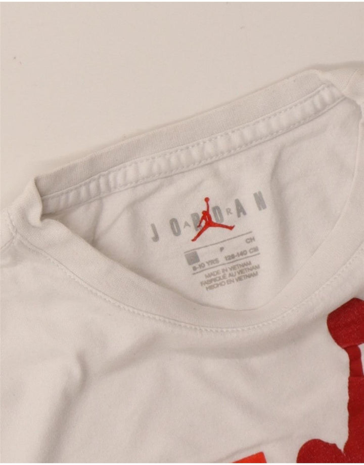 JORDAN Boys Graphic T-Shirt Top 8-9 Years White Vintage Jordan and Second-Hand Jordan from Messina Hembry 