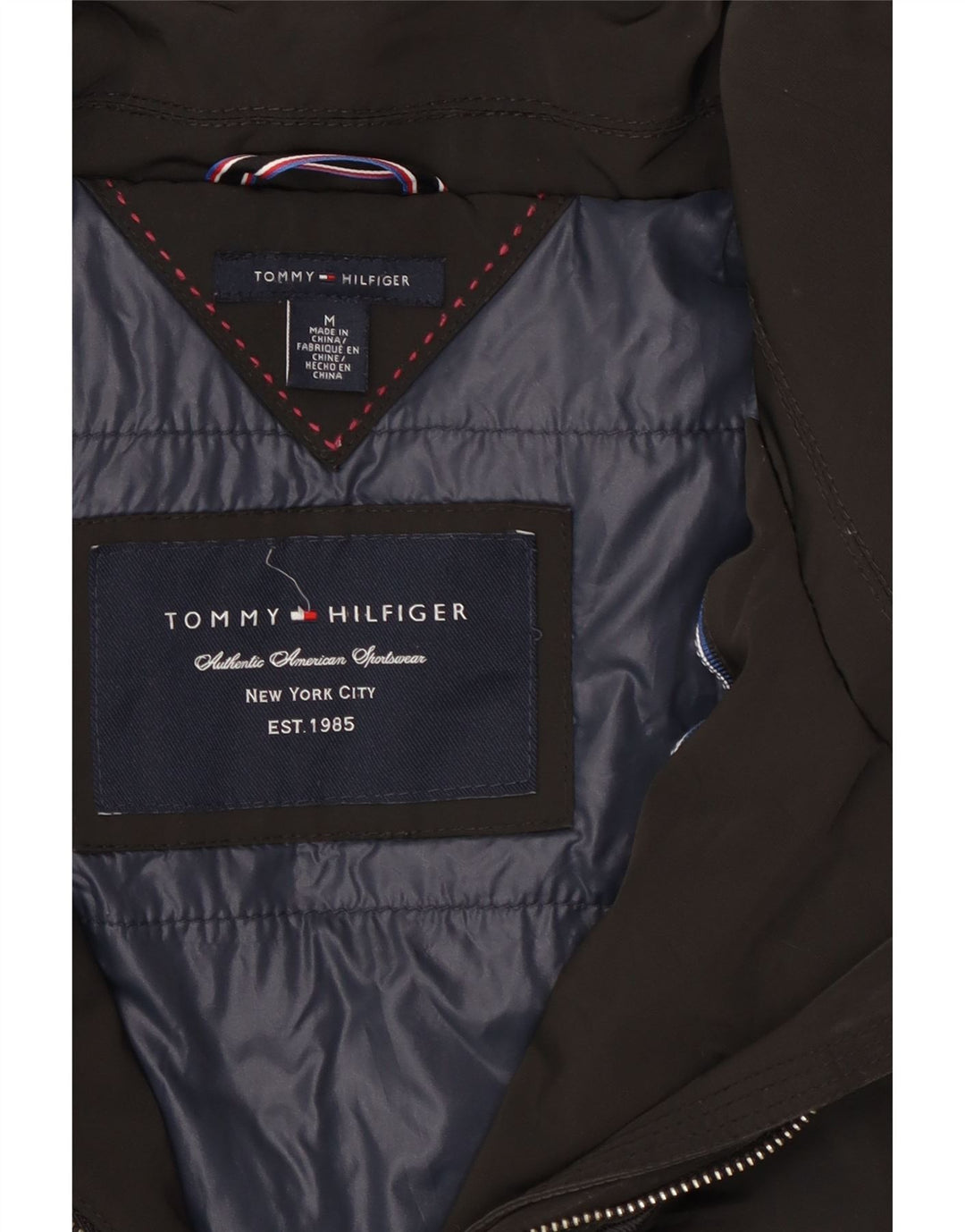 Giacca imbottita da donna Tommy Hilfiger UK 14 poliestere nero medio