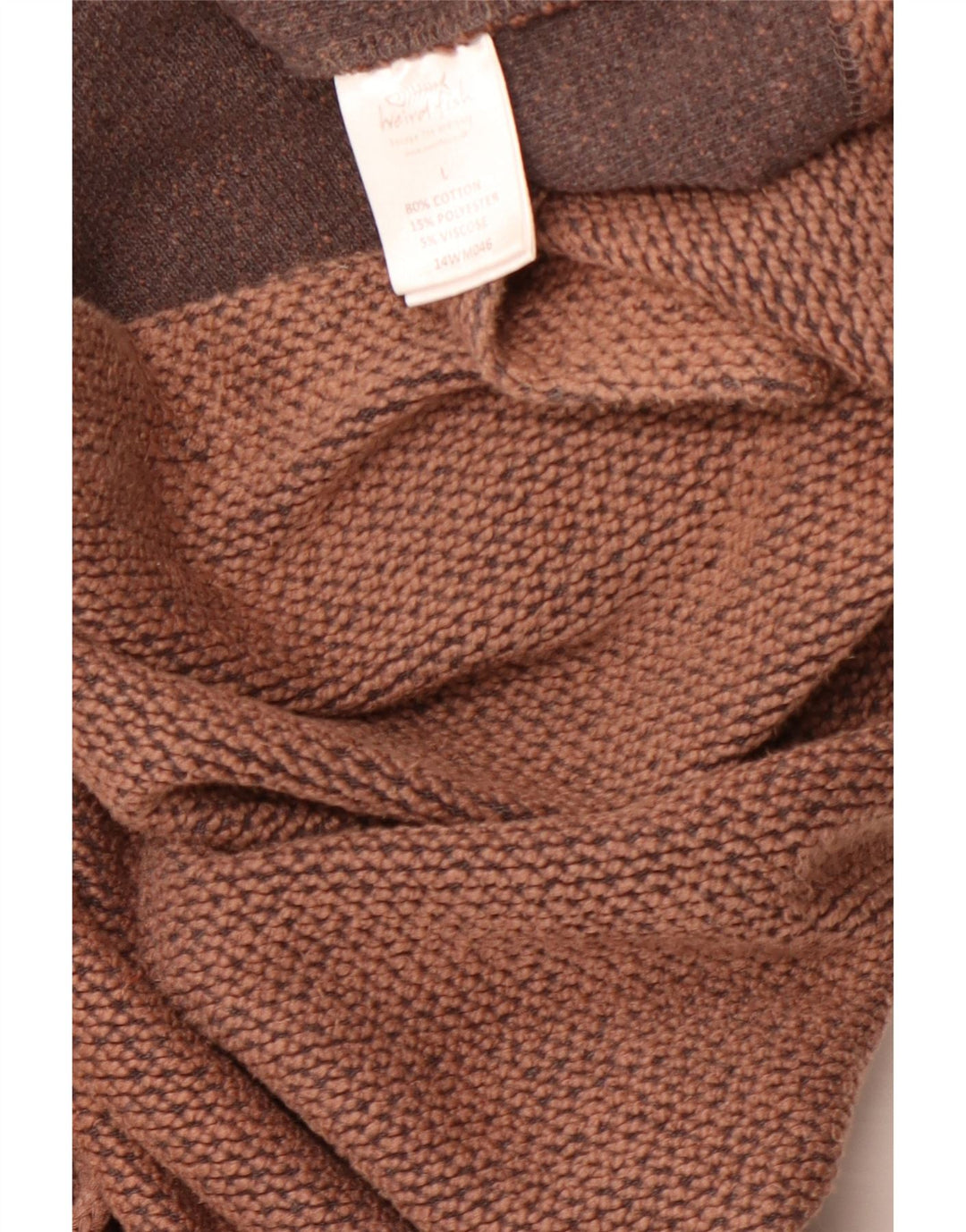WEIRD FISH Maglione con cappuccio e zip da uomo grande in cotone marrone