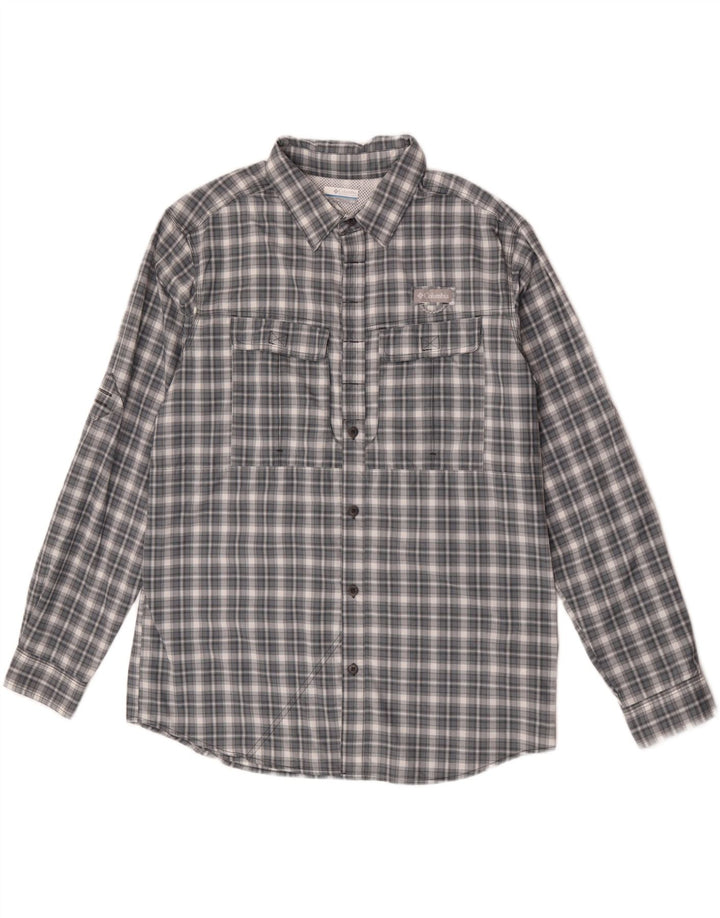 Camicia da uomo Columbia in nylon a quadri grigi grandi