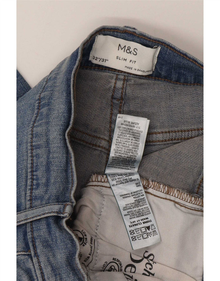 Jeans slim da uomo Marks & Spencer W32 L31 cotone blu
