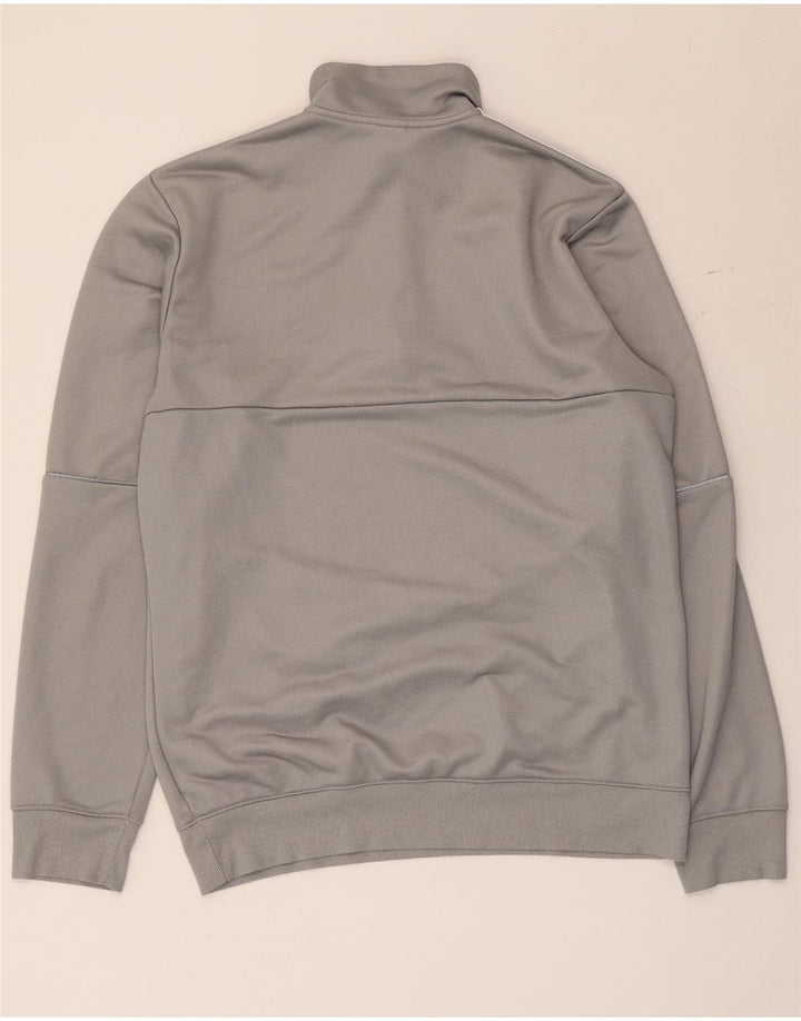 Felpa Adidas da uomo con zip e collo, piccola, in poliestere grigio