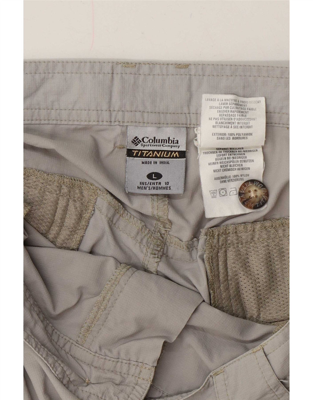 Pantaloncini cargo Columbia da uomo in titanio grandi W36 in poliammide grigio