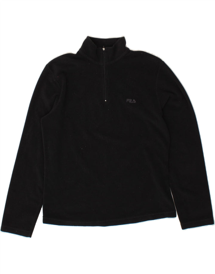 FILA Womens Zip Neck Fleece Jumper IT 44 Medium Black Polyester Vintage Fila and Second-Hand Fila from Messina Hembry 