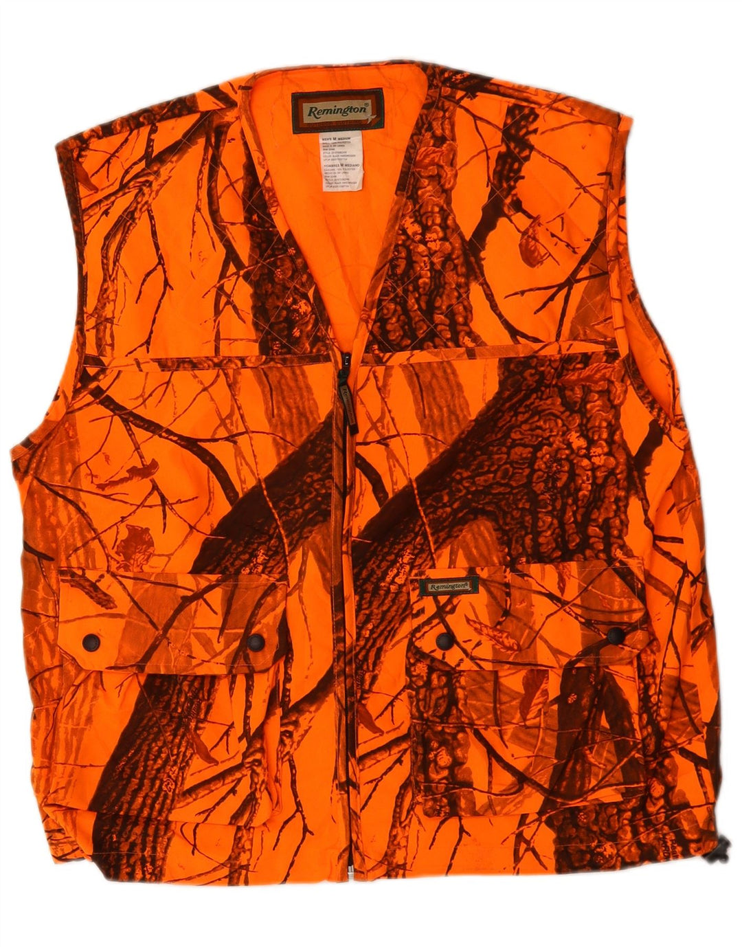 Gilet da uomo vintage UK 38 poliestere mimetico arancione medio
