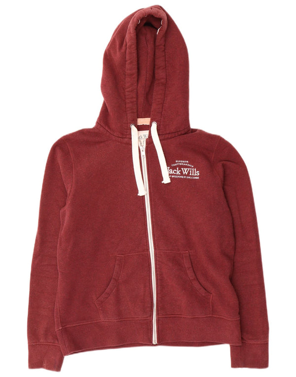 Maglione con cappuccio e zip da donna Jack Wills UK 14 grande cotone bordeaux