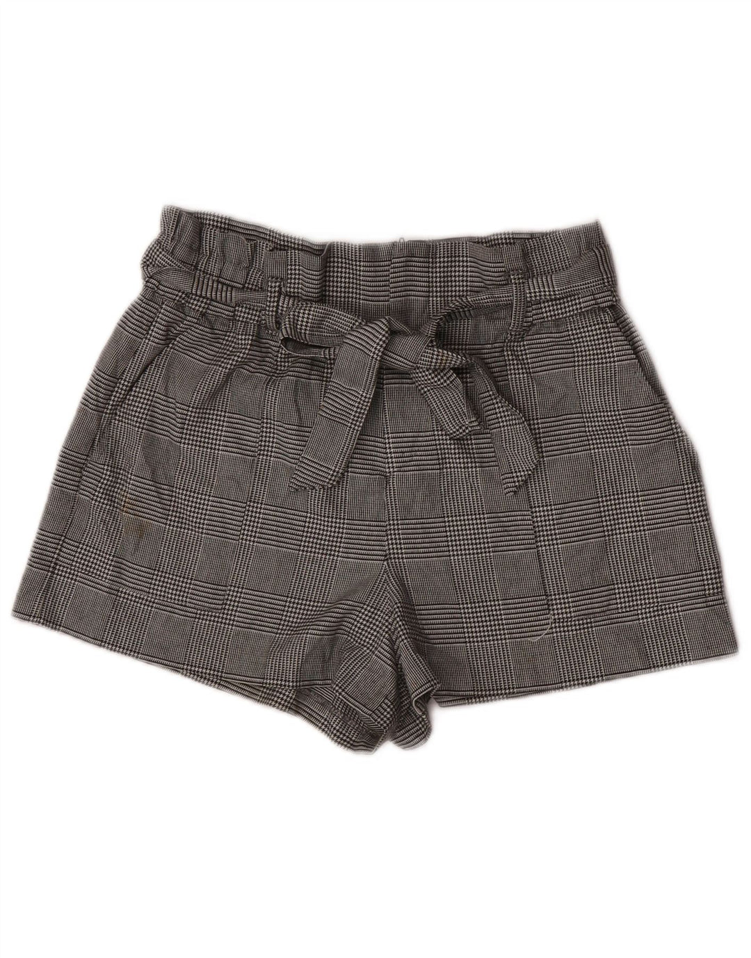 Pantaloncini chino a vita alta da donna Zara grandi W30 poliestere pied de poule grigio