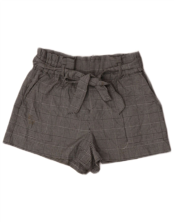Pantaloncini chino a vita alta da donna Zara grandi W30 poliestere pied de poule grigio