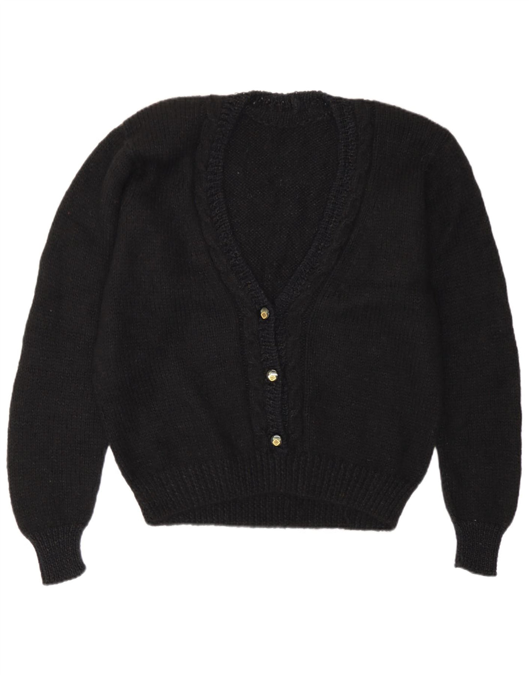 Maglione maglione vintage da donna con scollo a V UK 16 grande nero