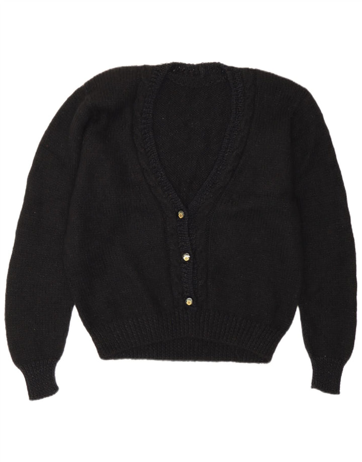 Maglione maglione vintage da donna con scollo a V UK 16 grande nero
