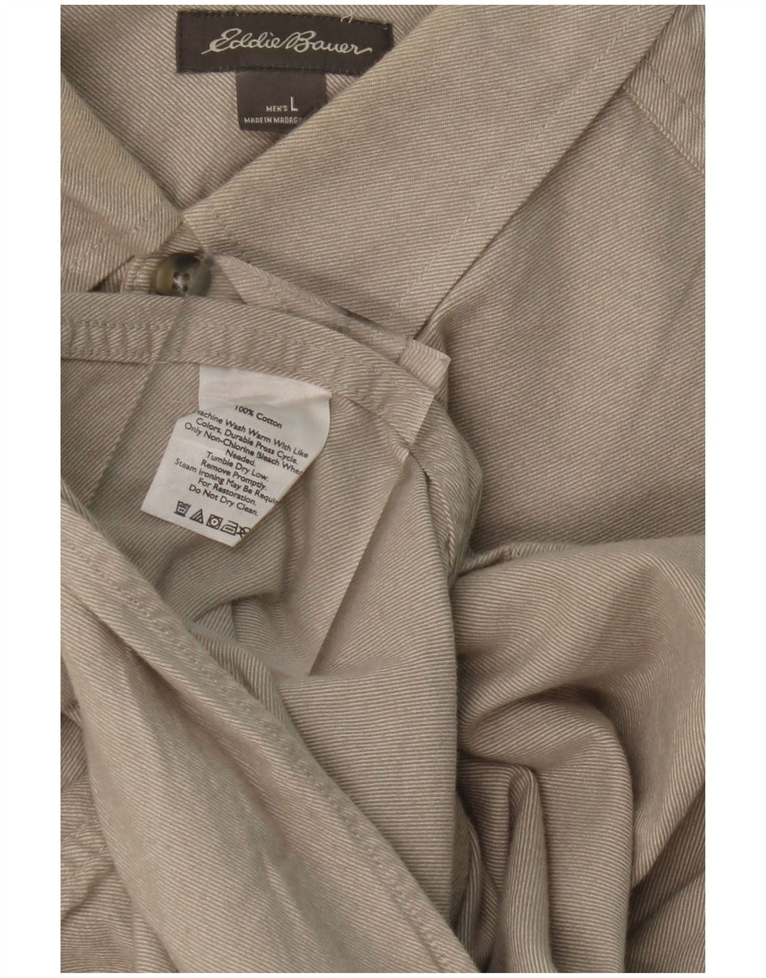 EDDIE BAUER Camicia da uomo dalla vestibilità comoda, grande, in cotone beige