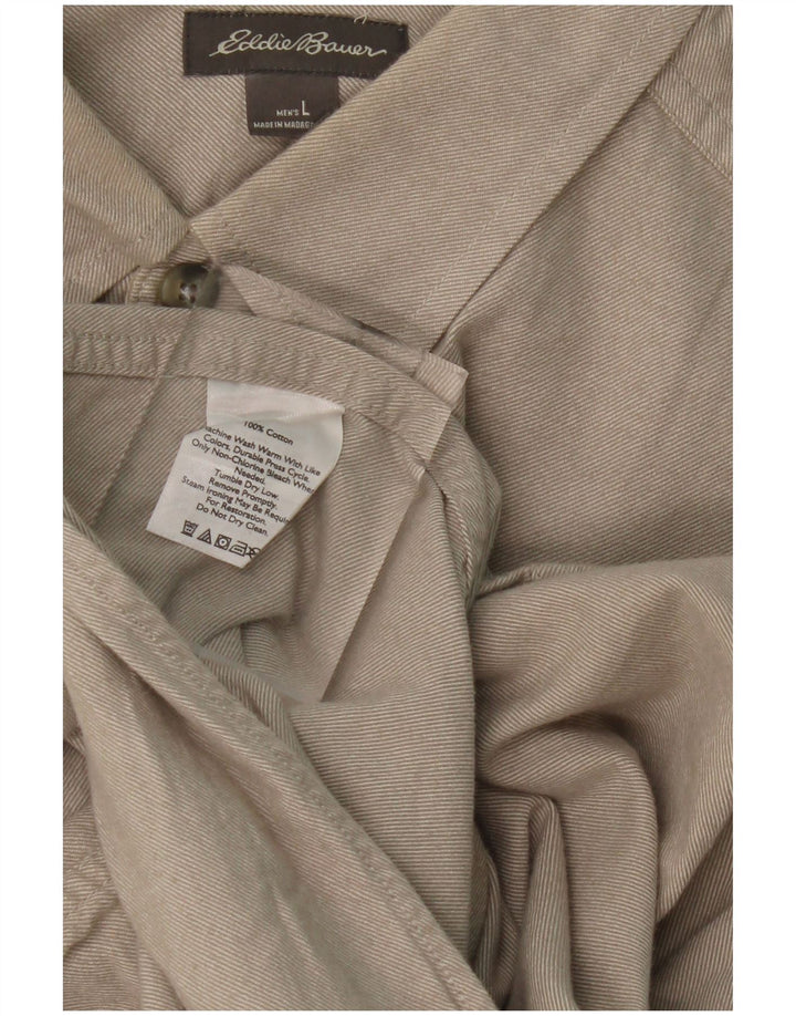 EDDIE BAUER Camicia da uomo dalla vestibilità comoda, grande, in cotone beige