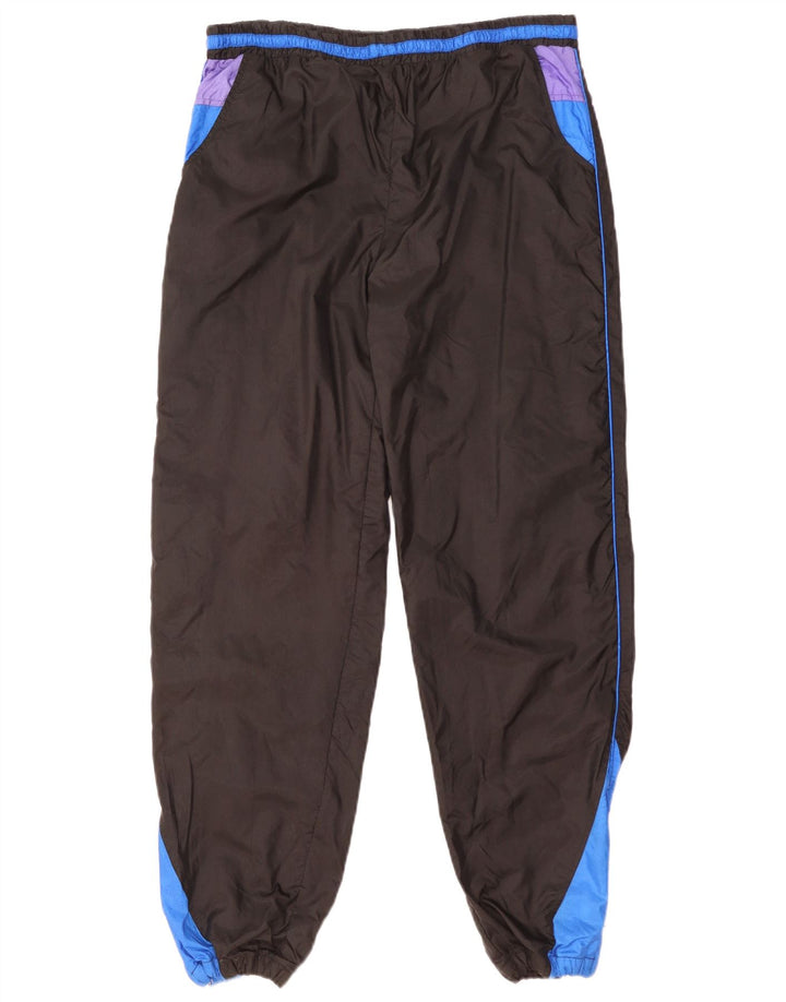 Pantaloni da tuta da uomo vintage da jogging in nylon color block medio nero