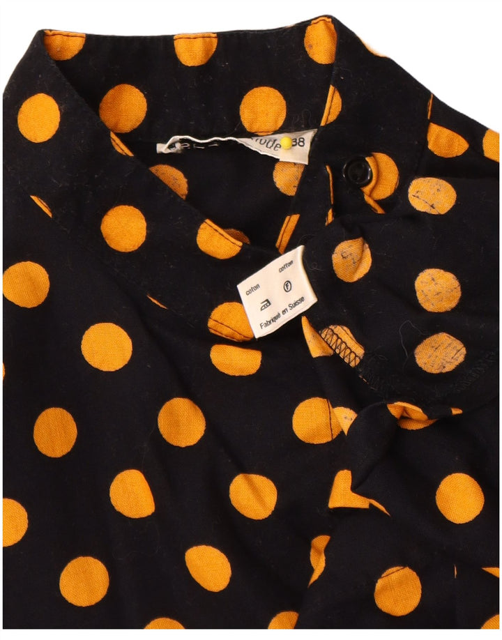 Camicetta camicia vintage da donna EU 38 cotone medio a pois nero