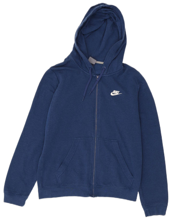 Felpa con cappuccio e zip da donna Nike UK 14 cotone blu medio