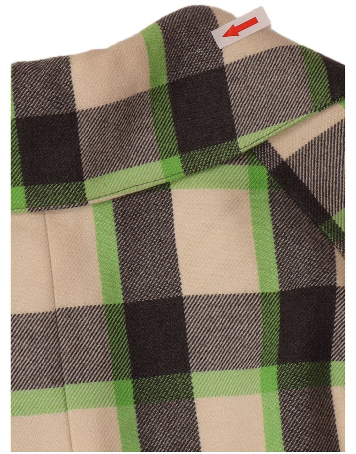 Soprabito vintage da donna UK 12 in lana vergine a quadri multicolore medio
