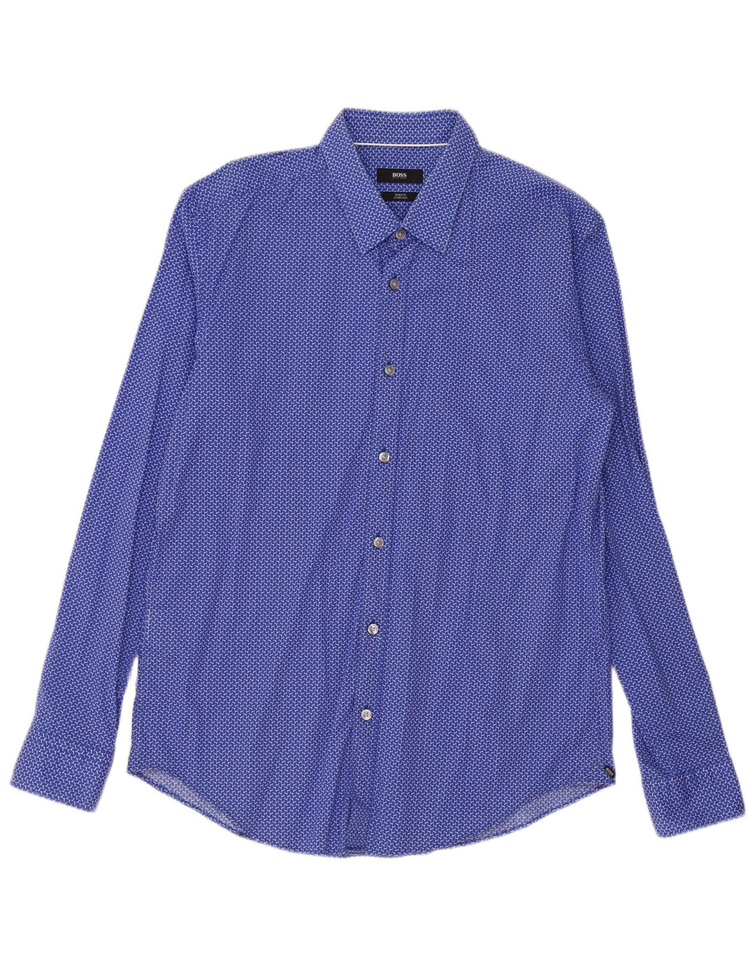 Camicia slim fit da uomo Hugo Boss Large in cotone geometrico blu