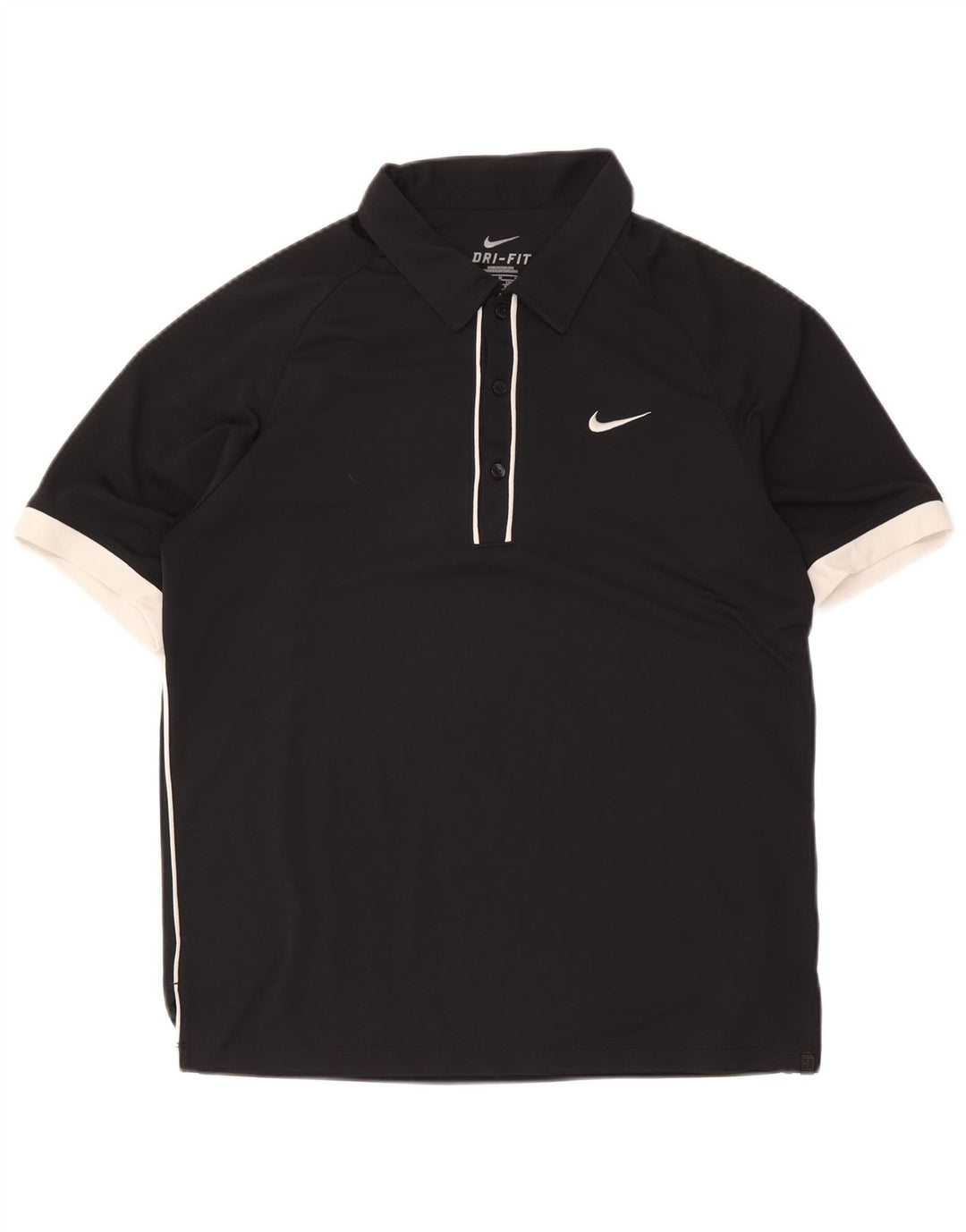 Polo Nike da uomo Dri Fit UK 38/40 poliestere color block medio nero