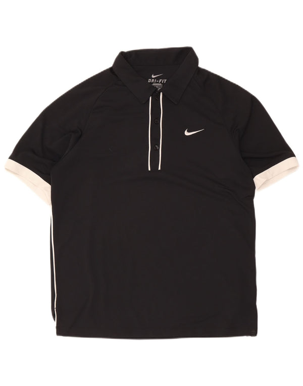 Polo Nike da uomo Dri Fit UK 38/40 poliestere color block medio nero