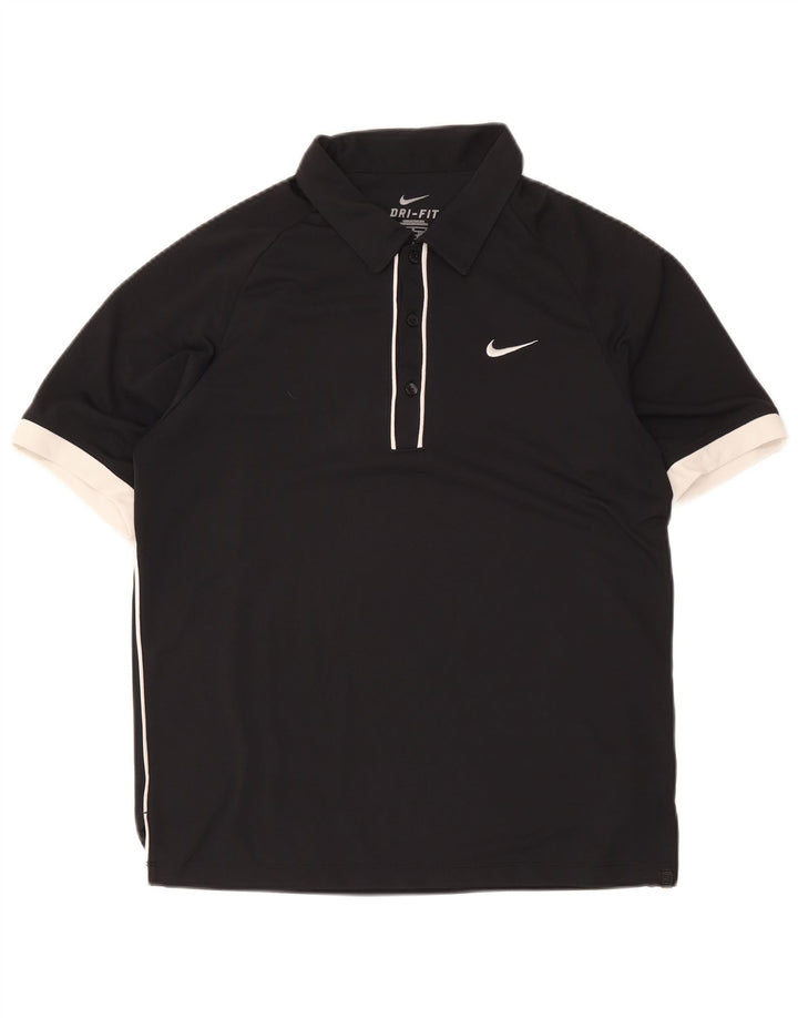Polo Nike da uomo Dri Fit UK 38/40 poliestere color block medio nero