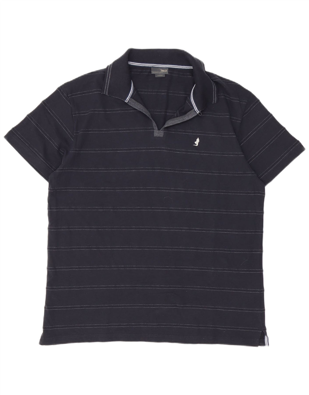 Polo da uomo Marlboro Classics grande in cotone a righe blu navy
