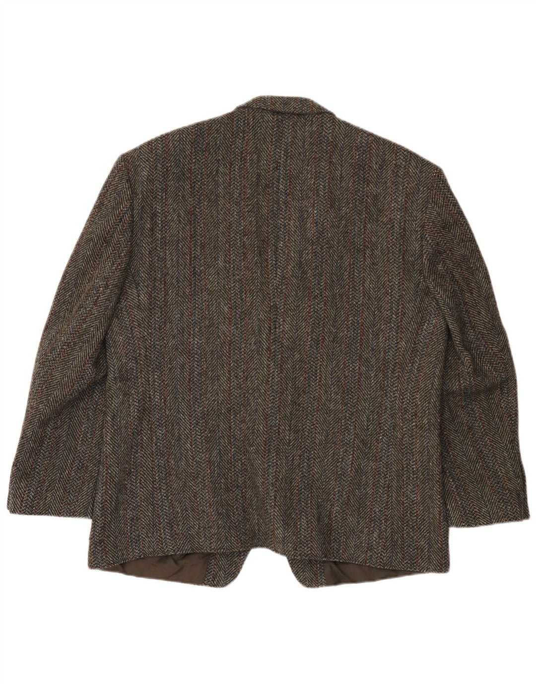 Giacca blazer a 2 bottoni da uomo Harris Tweed UK 40 grande spina di pesce marrone