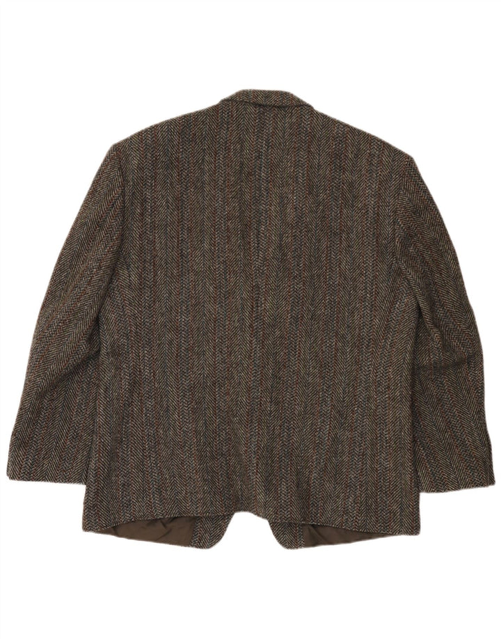 Giacca blazer a 2 bottoni da uomo Harris Tweed UK 40 grande spina di pesce marrone