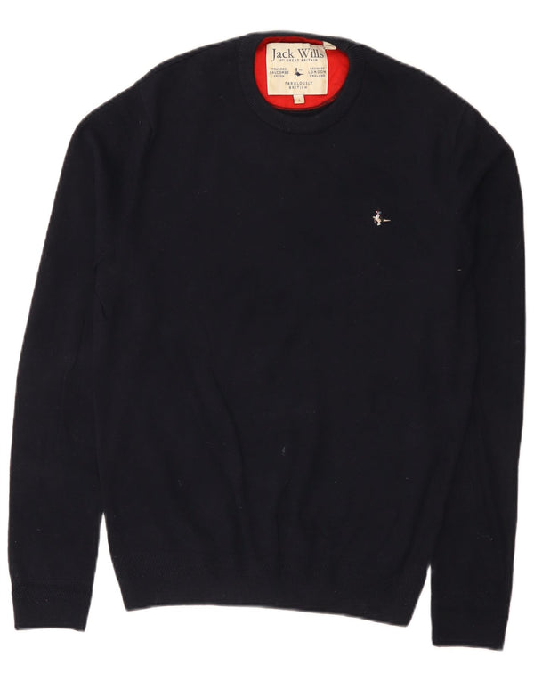 Maglione maglione girocollo da uomo Jack Wills piccolo in cotone blu navy