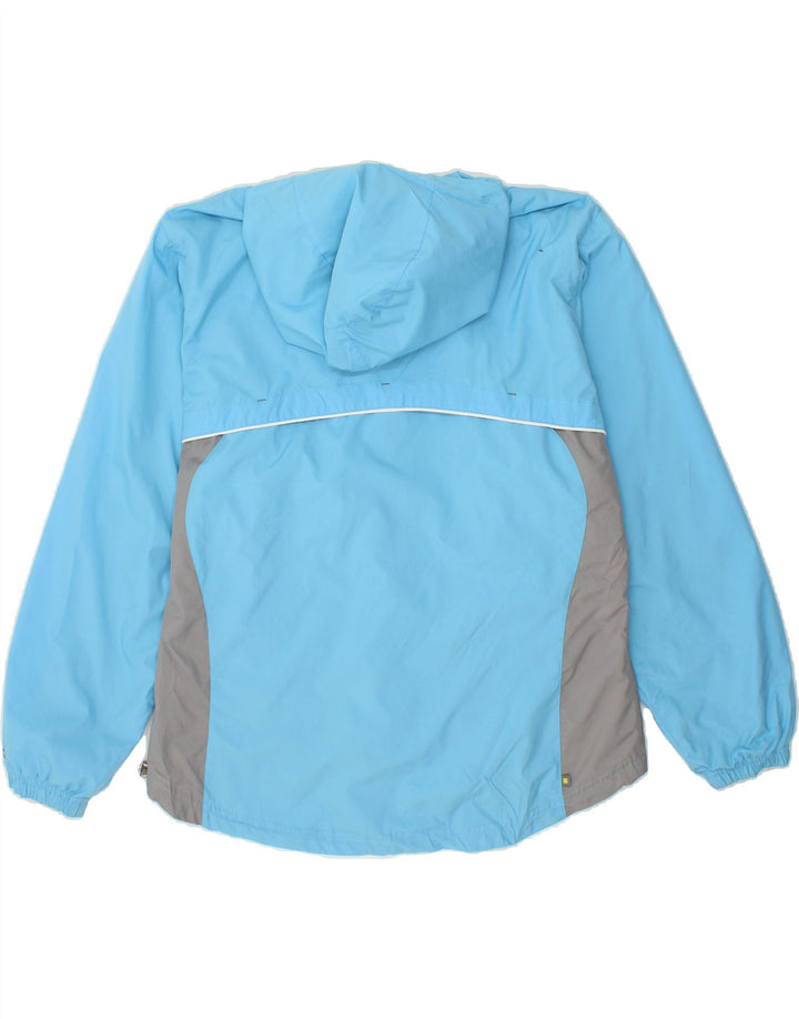 REEBOK Womens Hooded Rain Jacket UK 16 Large Blue Colourblock Polyester Vintage Reebok and Second-Hand Reebok from Messina Hembry 