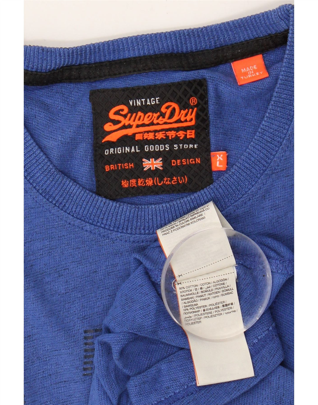 SUPERDRY Mens Graphic T-Shirt Top XL Blue Cotton Vintage Superdry and Second-Hand Superdry from Messina Hembry 