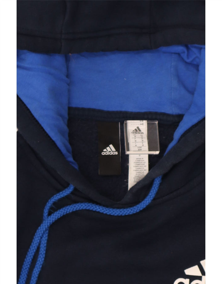 Felpa con cappuccio da uomo Adidas media in cotone blu navy