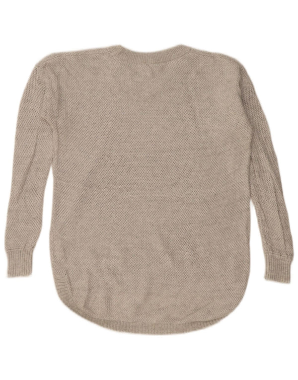 RIP CURL Womens Longline Crew Neck Jumper Sweater UK 6 XS Grey Cotton